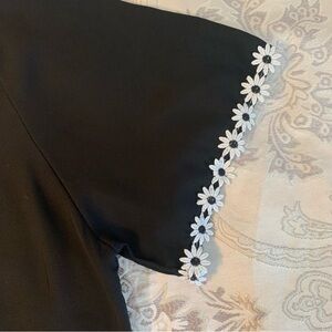 Sheer Black Blouse with Daisy Trim